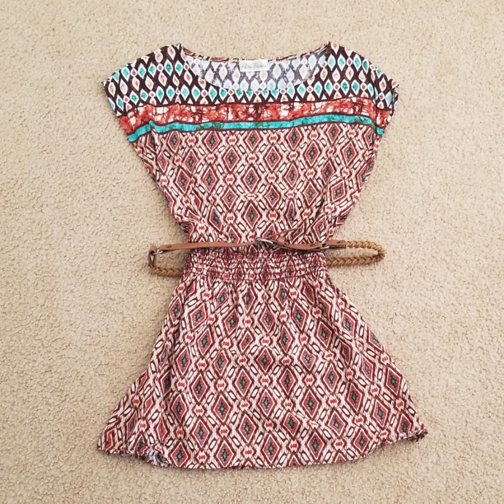Global print mini dress